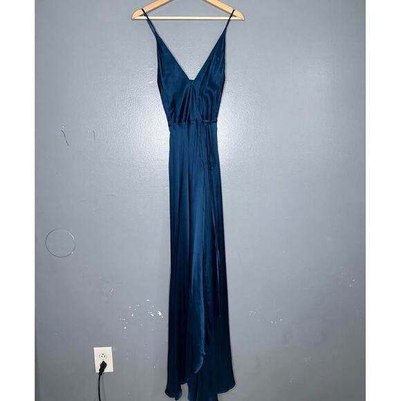 Yumi Kim Rush Hour 100% Silk Maxi Wrap Dress/Gown NWT in Ink Blue Size Small - Picture 3 of 9